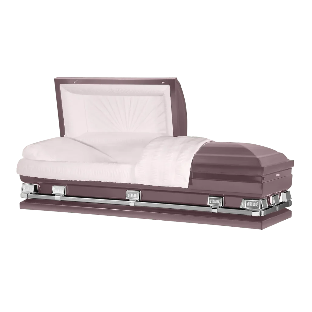 dark pink funeral coffin