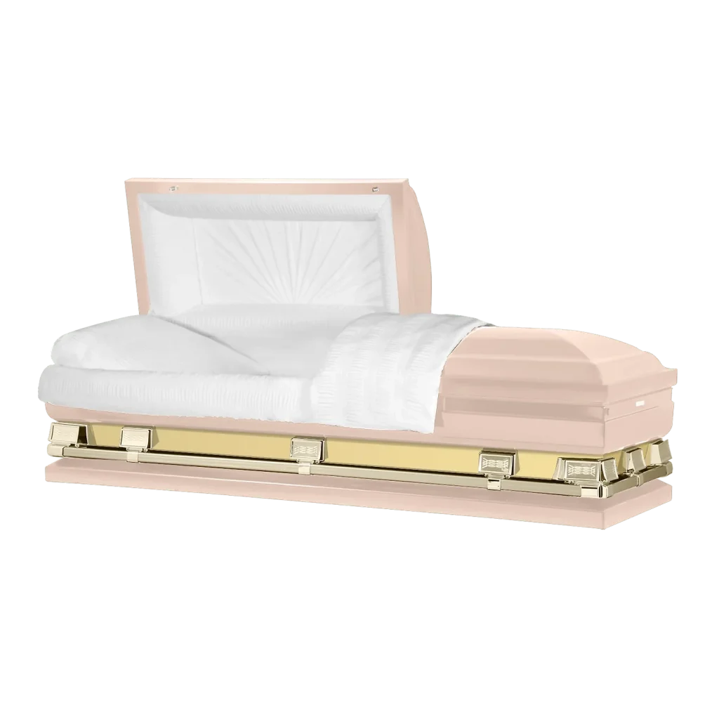 light pink funeral coffin