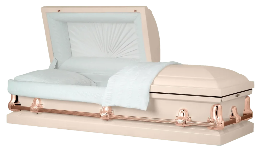 rose pink funeral coffin