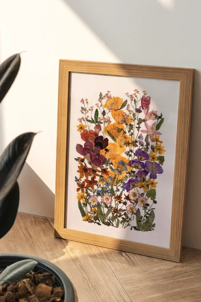 picture frame with dried flowers