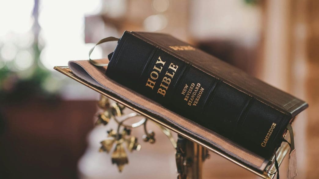 holy bible on stand