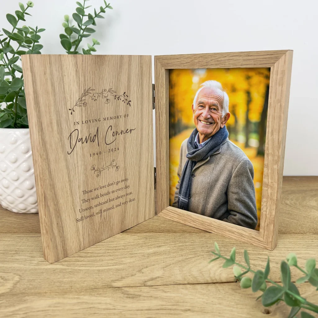 wooden frame Celebration Of Life Photo Display Ideas