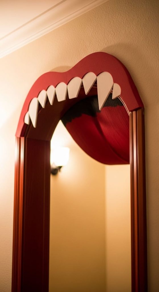 indoor mouth shaped archway for halloween 