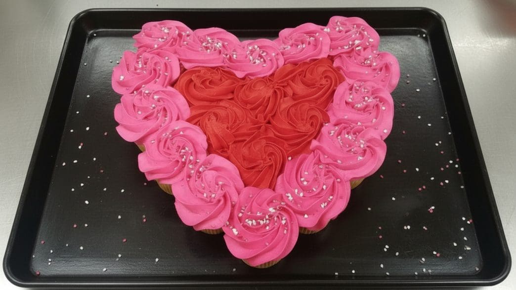 large pink and red pull apart cupcakes