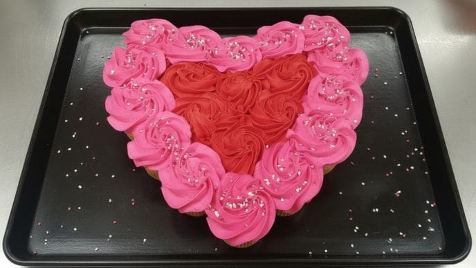 large pink and red pull apart cupcakes
