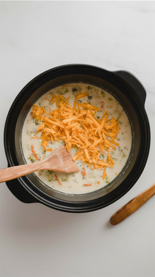 Cheese and Broccoli Soup with cheese added