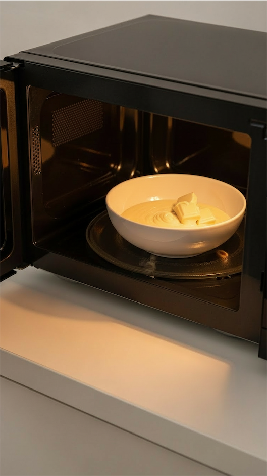 white chocolate melted in microwave