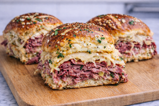 Reuben Pretzel Roll Sliders