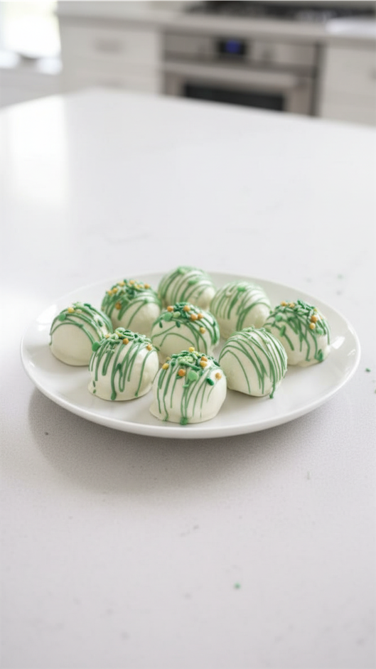 St Patrick's Day Oreo Truffles white plate