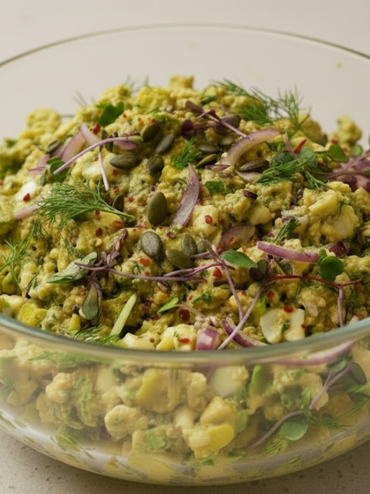 landscape egg seeds avocado salad