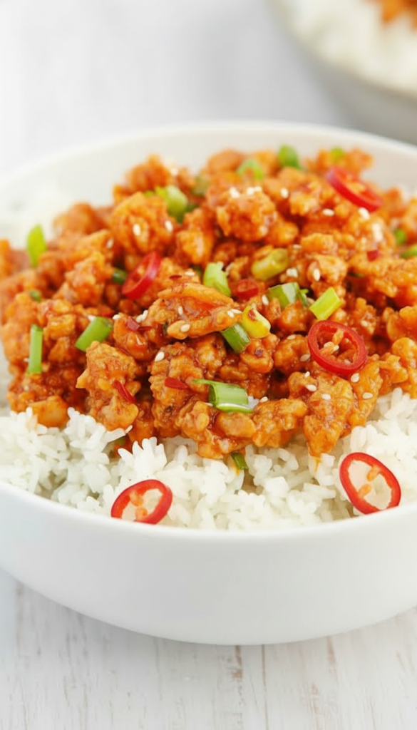 Spicy Chili Orange Ground Chicken with chilli 