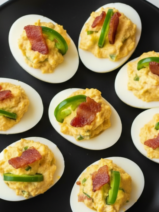 Jalapeño Devilled Eggs with Creamy Bacon Filling