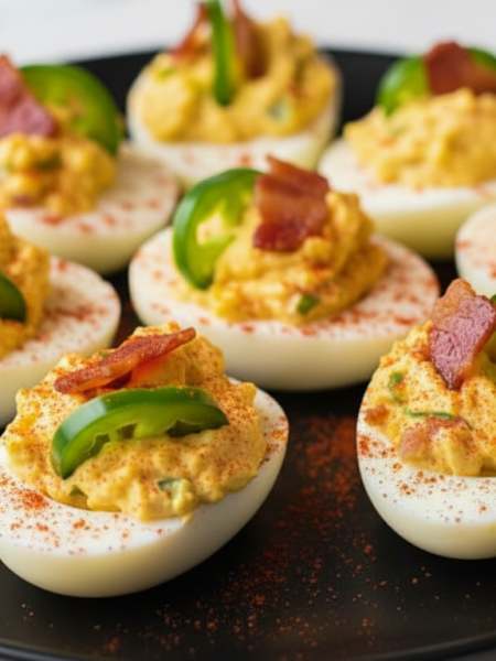 Jalapeño Devilled Eggs with Sour Cream