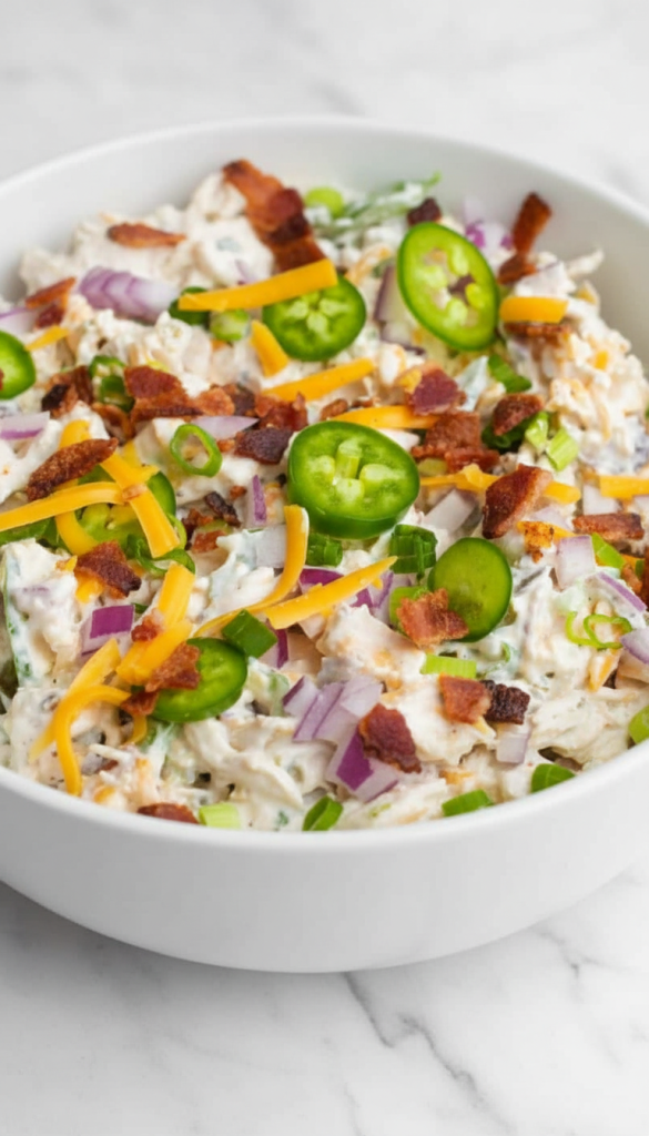close up of Jalapeño Popper Chicken Salad