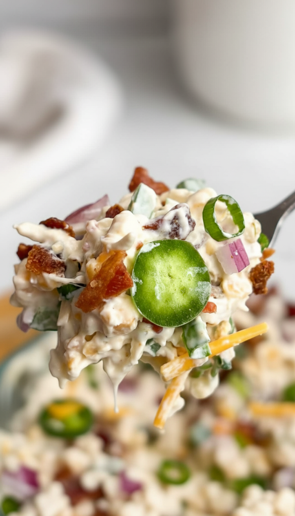Jalapeño Popper Chicken Salad on fork
