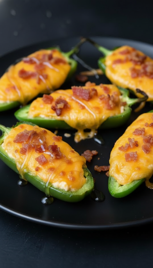 Pimento Cheese Jalapeño Poppers with a honey drizzle