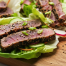 tuna steak in lettuce wrap