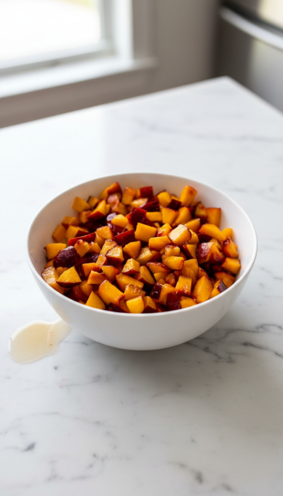 chopped up peaches