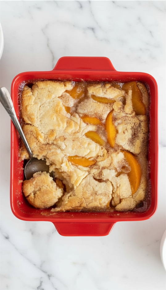 3-Ingredient Peach Cobbler cooked