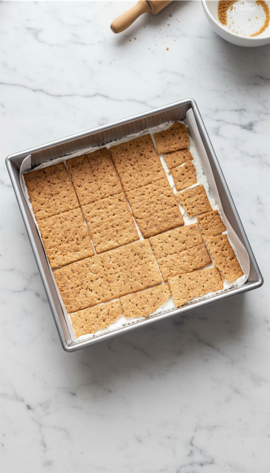 graham crackers on top of whipped cream