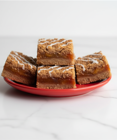 peach cobbler bars on plate