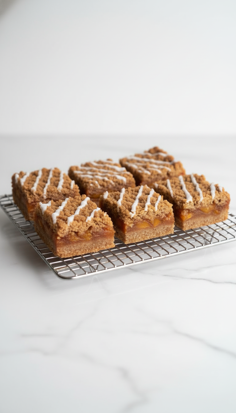 Peach Cobbler Bars on wire rack