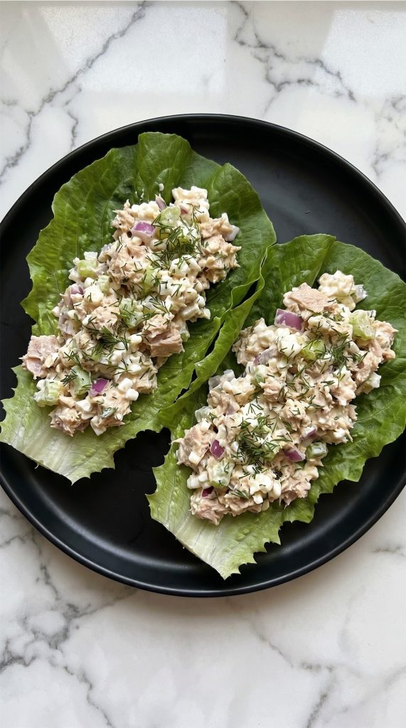 Cottage Cheese Tuna Salad lettuce wraps