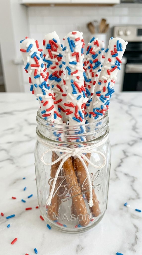 Patriotic Dipped Pretzel Rods