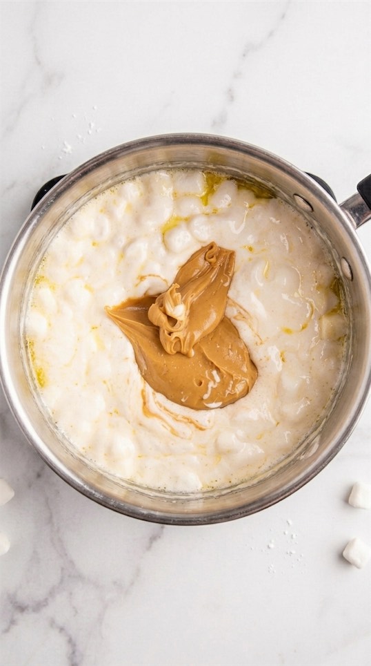 melted marshmallow and peanut butter