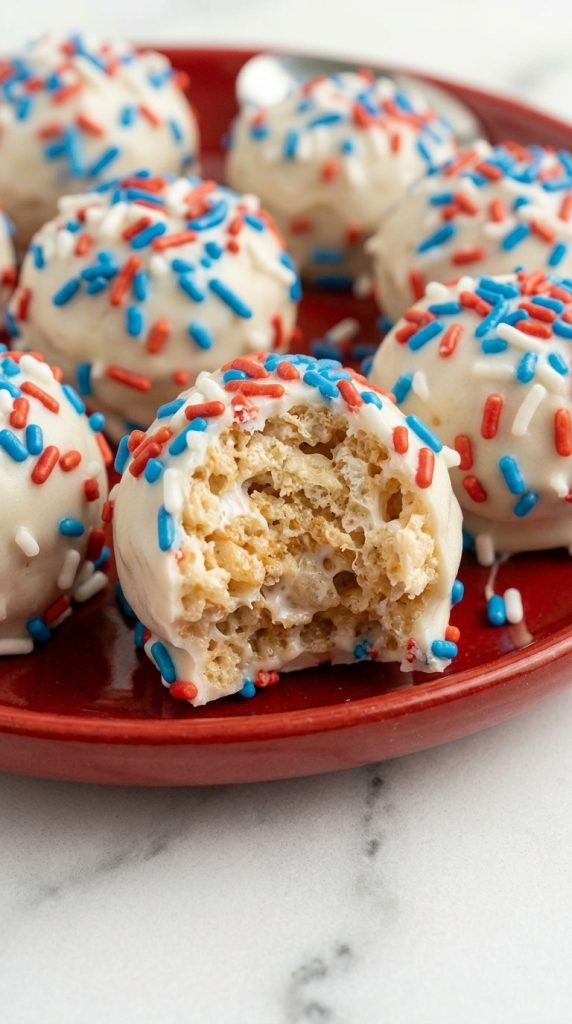 close up of Peanut Butter Rice Krispie Balls