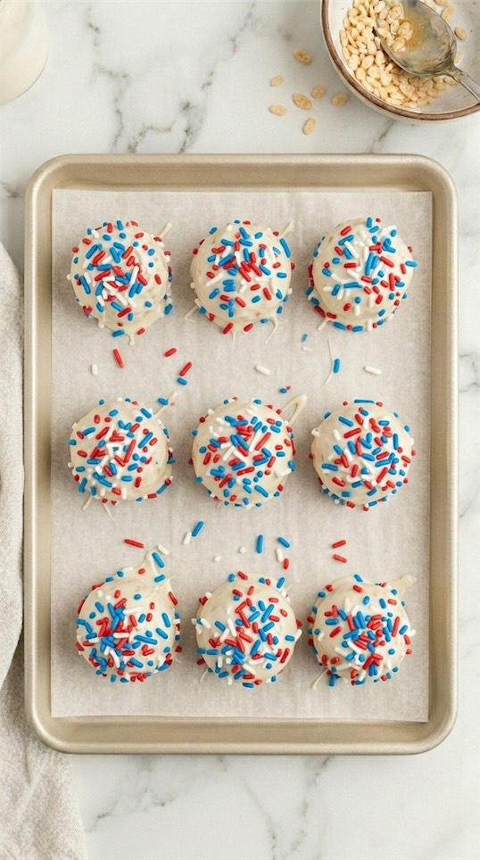 patriotic Peanut Butter Rice Krispie Balls