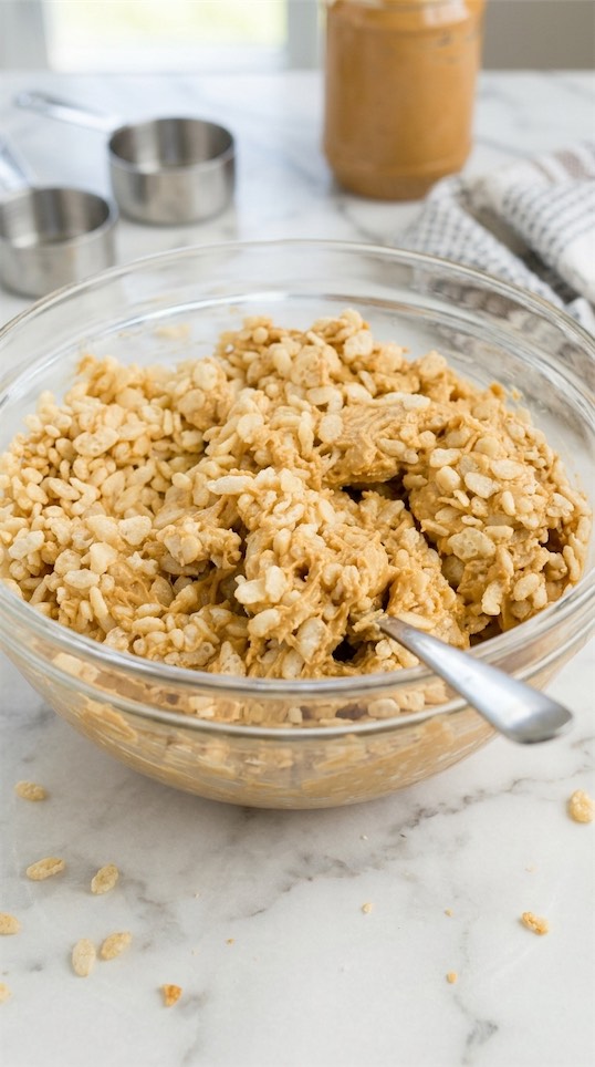 peanut and rice krispie mixture