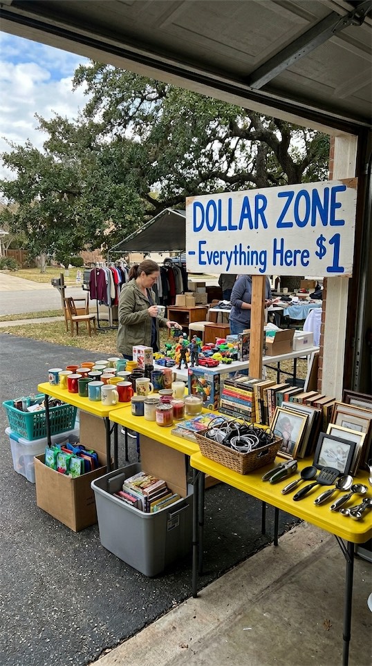 dollar zone at yard sale