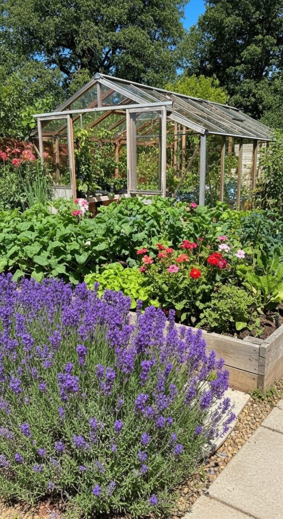 lavender around veggie garden