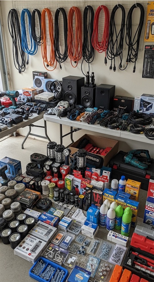 mans corner at yard sale