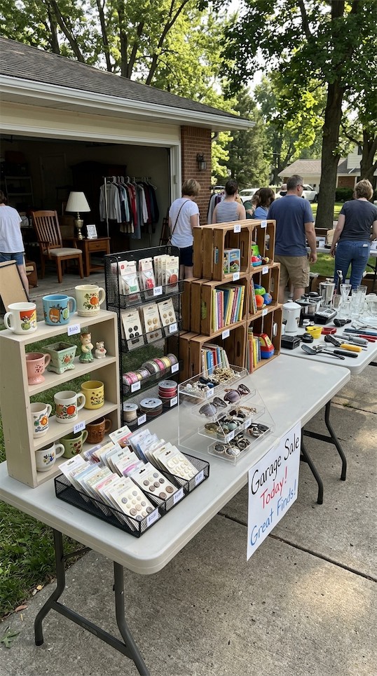 tiered display at Garage Sale