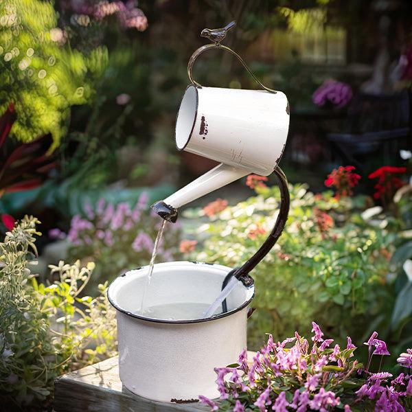 old watering can DIY Solar Water Fountain