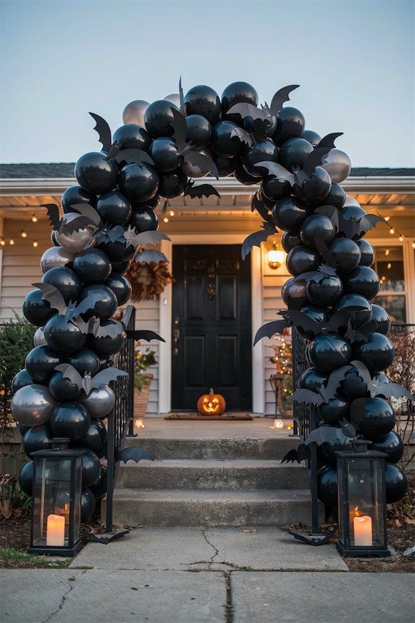 bat swarm balloon arch