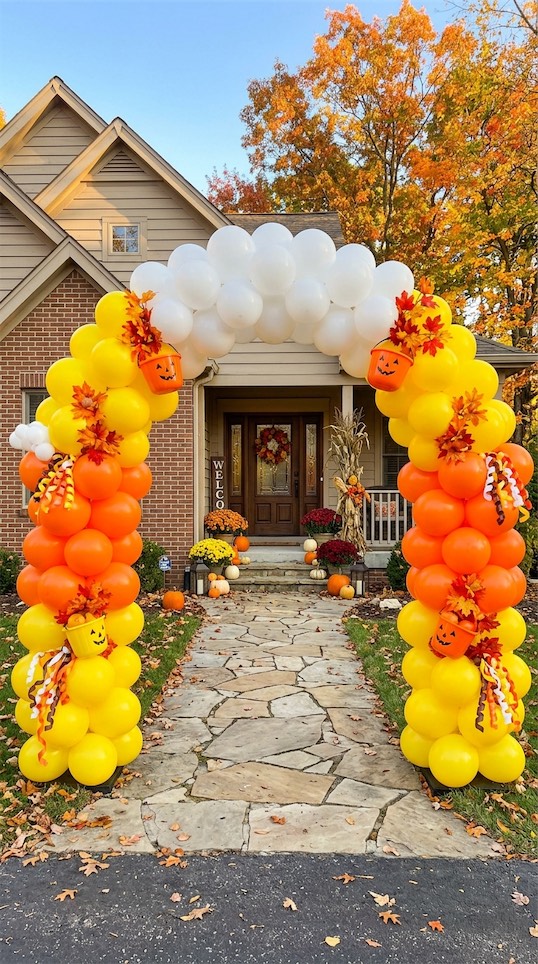 candy corn DIY Halloween Balloon Arch Ideas