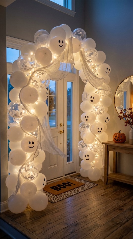 friendly ghost balloon arch