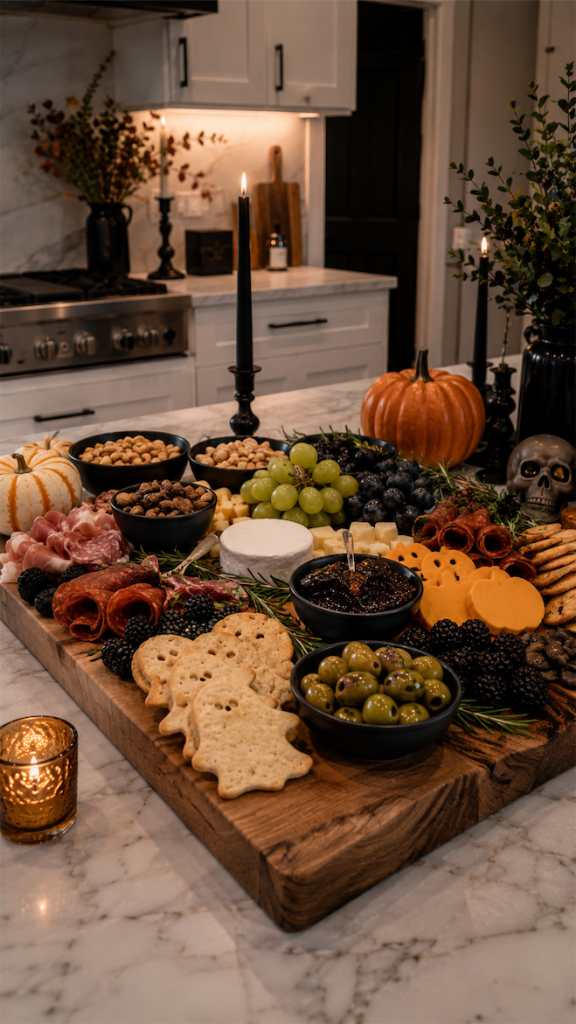 Charcuterie kitchen island party idea