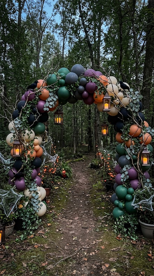 haunted garden balloon arch