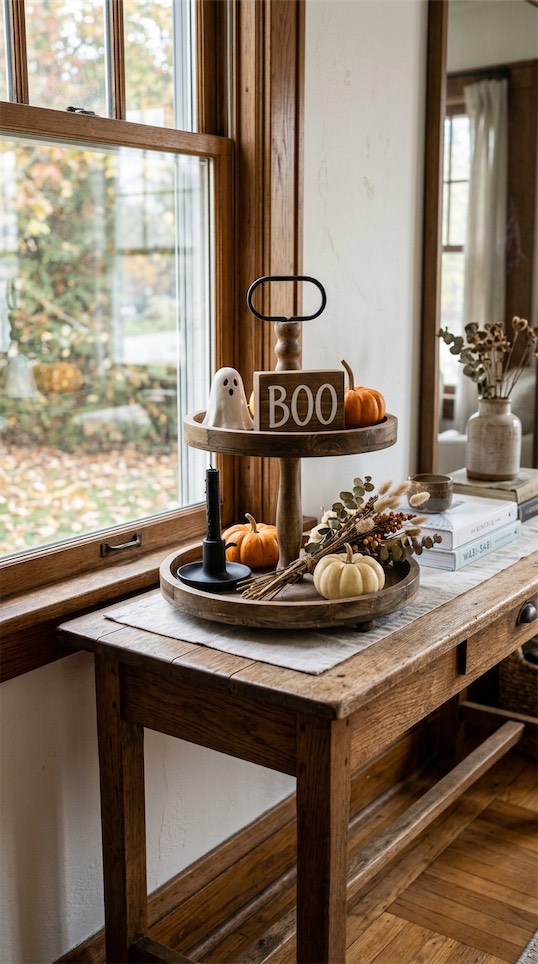 tiered tray Halloween Entryway Table Decor