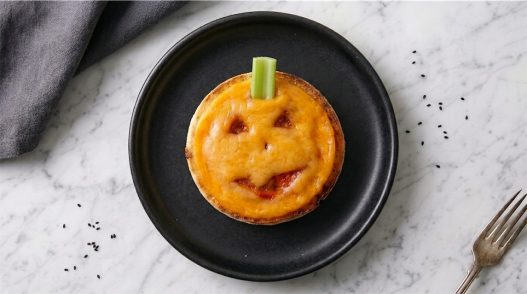 english muffin pumpkin pizza on plate