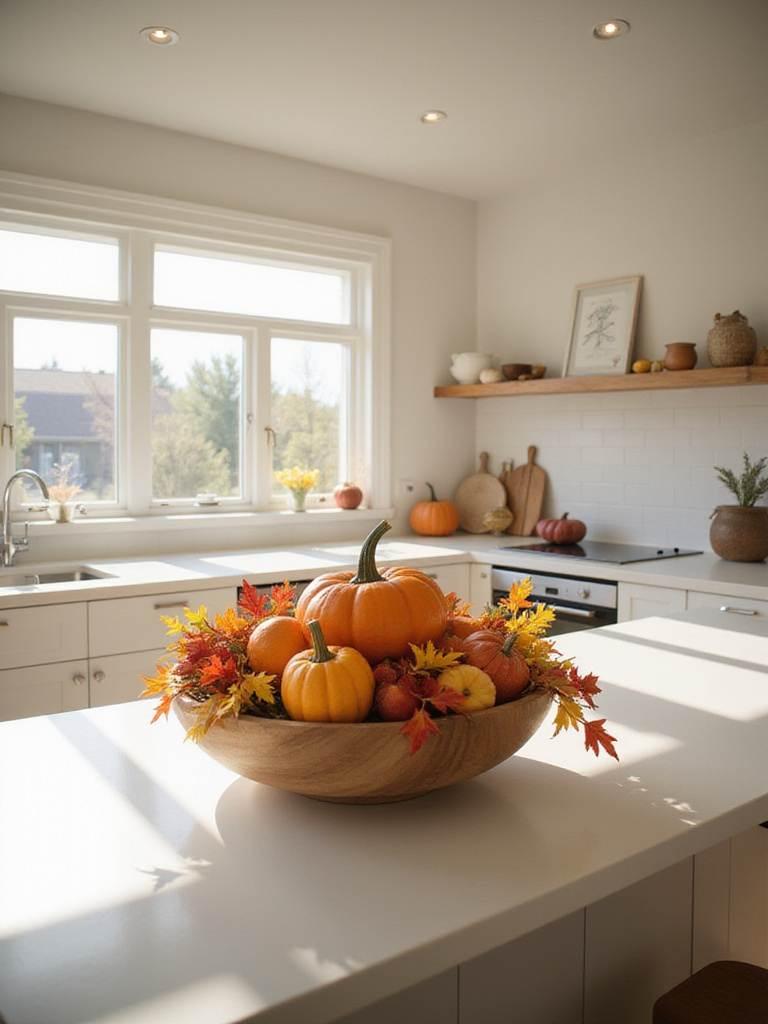large bowl with gourds and pumpkins