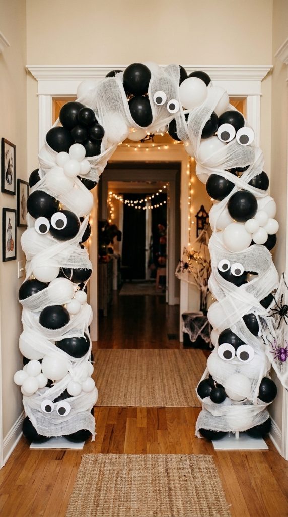 mummy balloon arch for halloween
