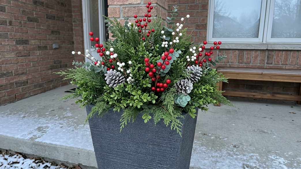 Tall Planters With Artificial Plants for an Easy, Stylish Entrance