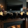 Halloween mantle decor with tv