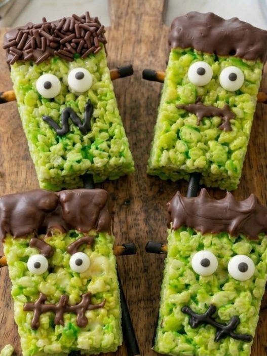Frankenstein Rice Krispie Treat Pops
