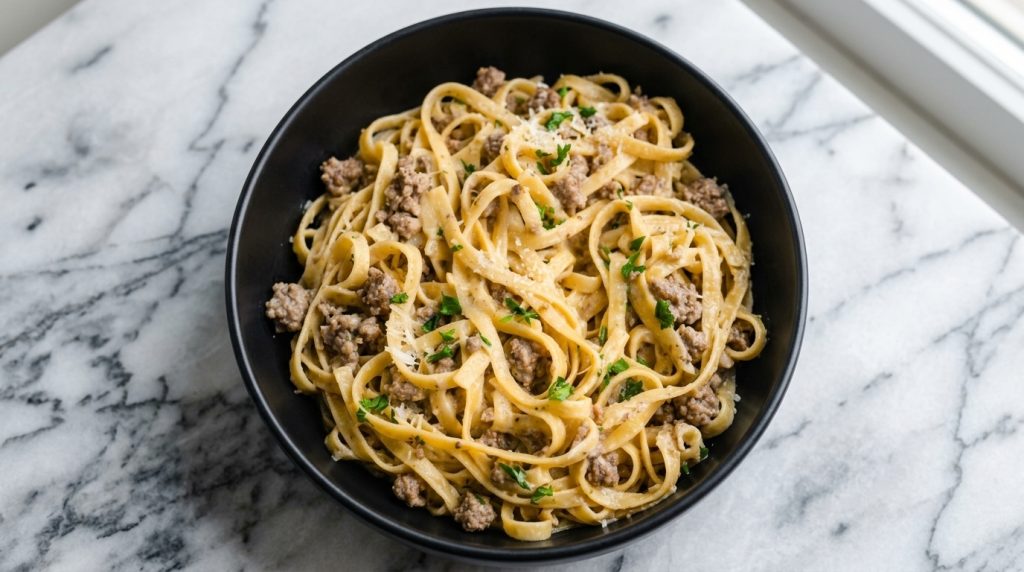 creamy garlic beef pasta recipe